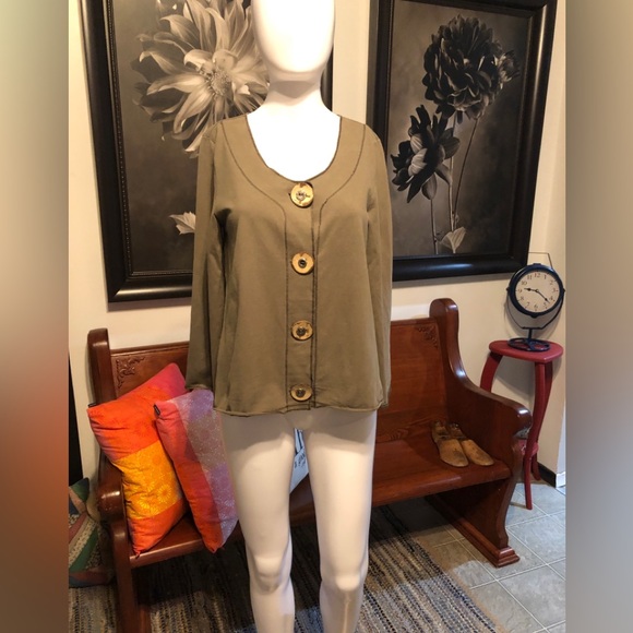 Stylish Olive Button-Up Jacket by Neon Buddha - Picture 2 of 9